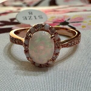 Fragrant Jewels Iridescent Opal and Rose Gold Ring
